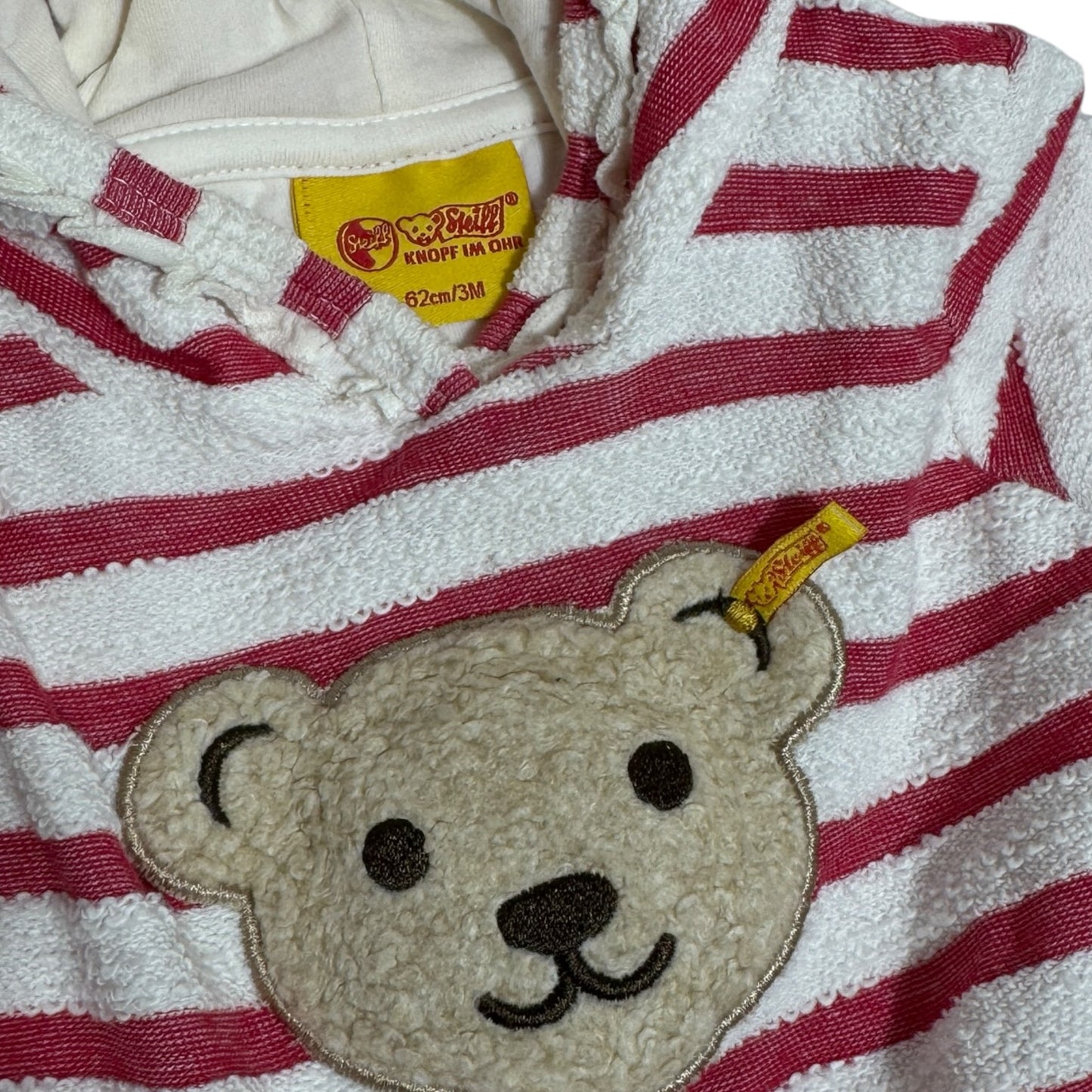 Steiff Frottee Hoodie rot-weiß gestreift | Gr. 62