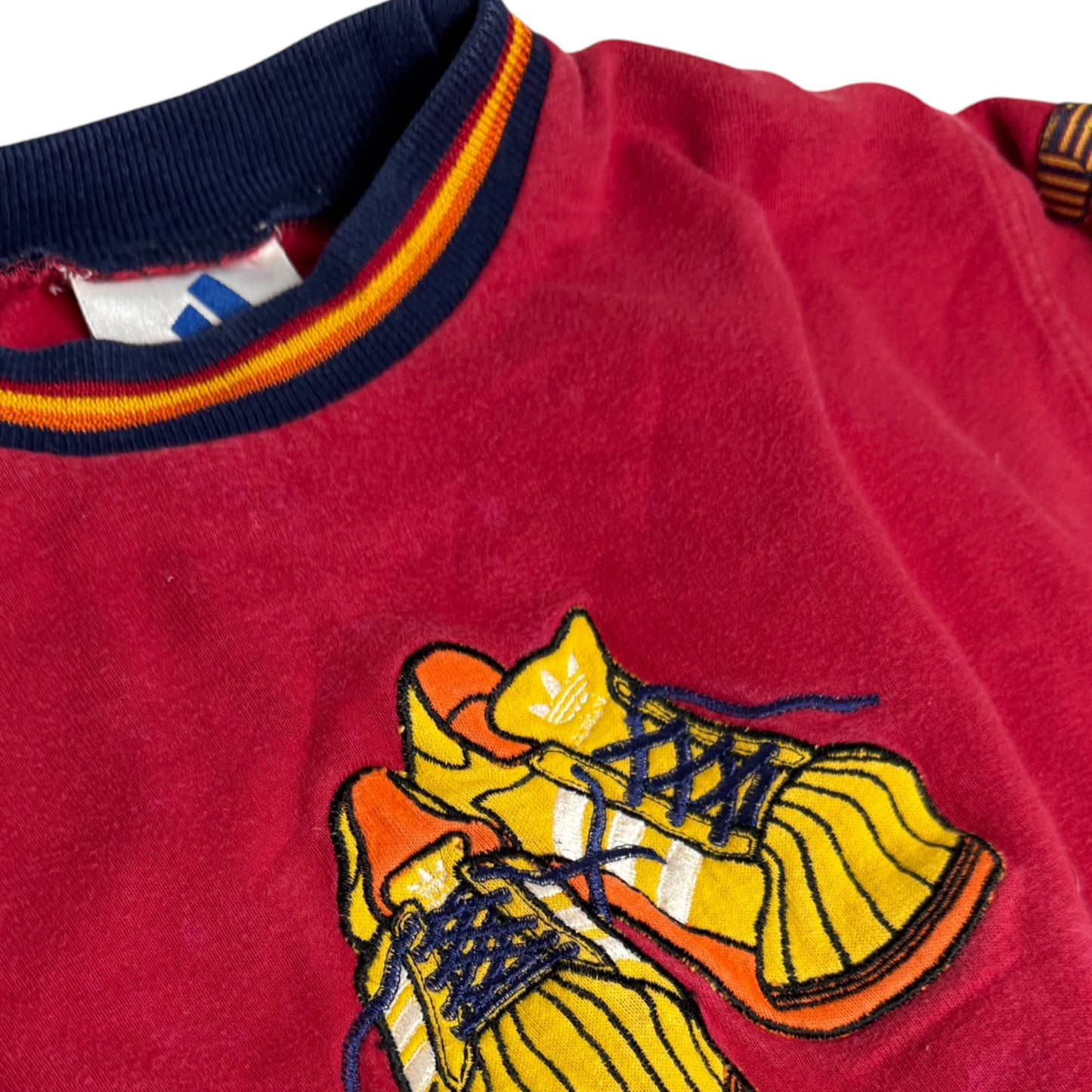 Vintage Adidas Sweatshirt mit Superstar Stickerei | Rot Blau | Gr. 104
