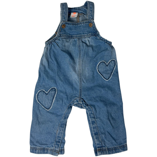Hema Second Hand Jeans-Latzhose „Herzen“ | Gr. 74