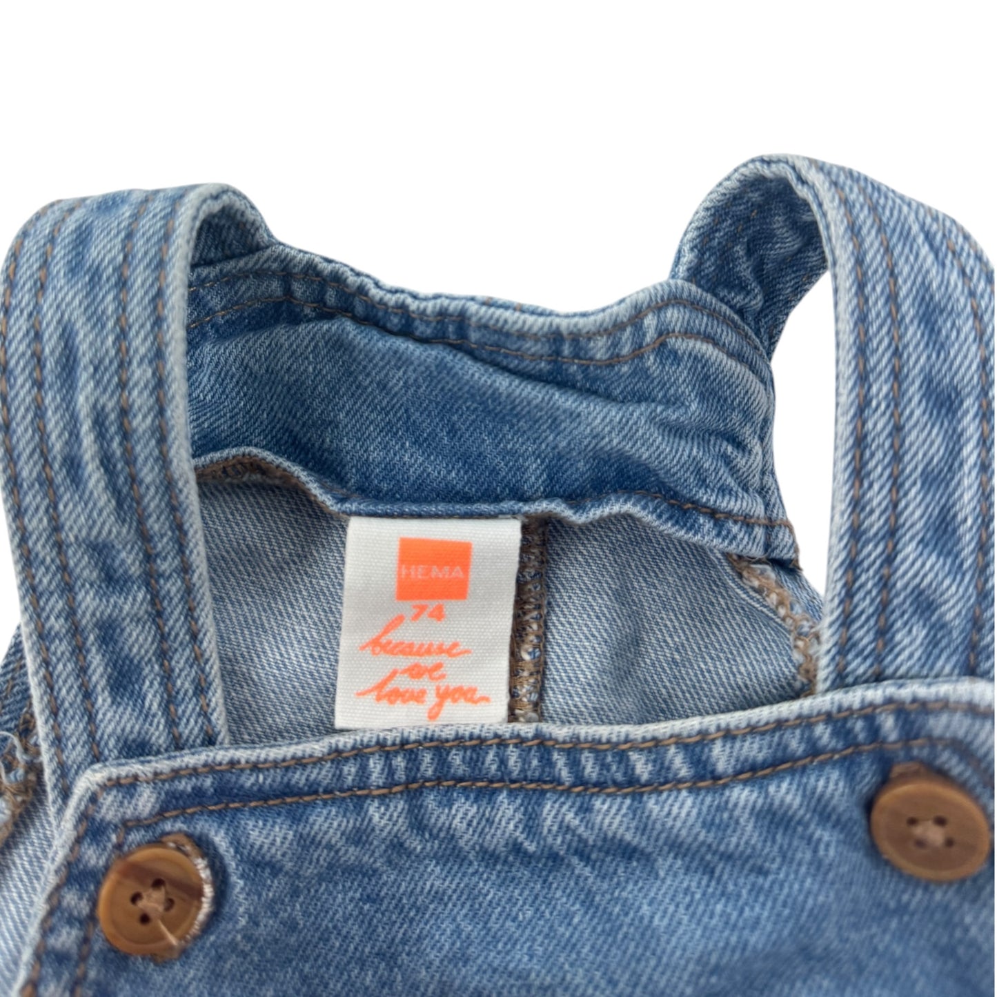 Hema Second Hand Jeans-Latzhose „Herzen“ | Gr. 74