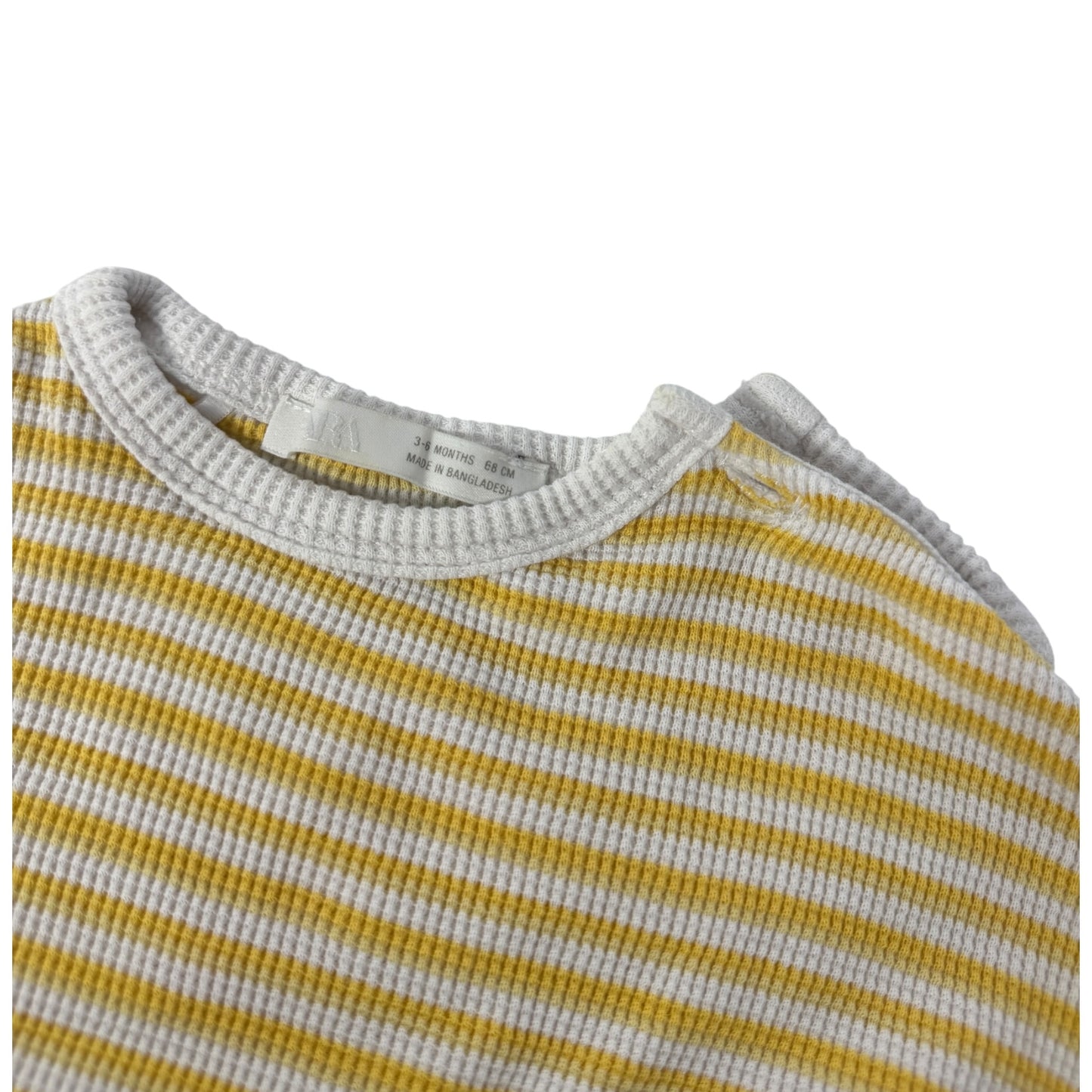 Zara Baby Sommer-Set Waffelstrick | Gelb-Weiß gestreift | Gr. 68