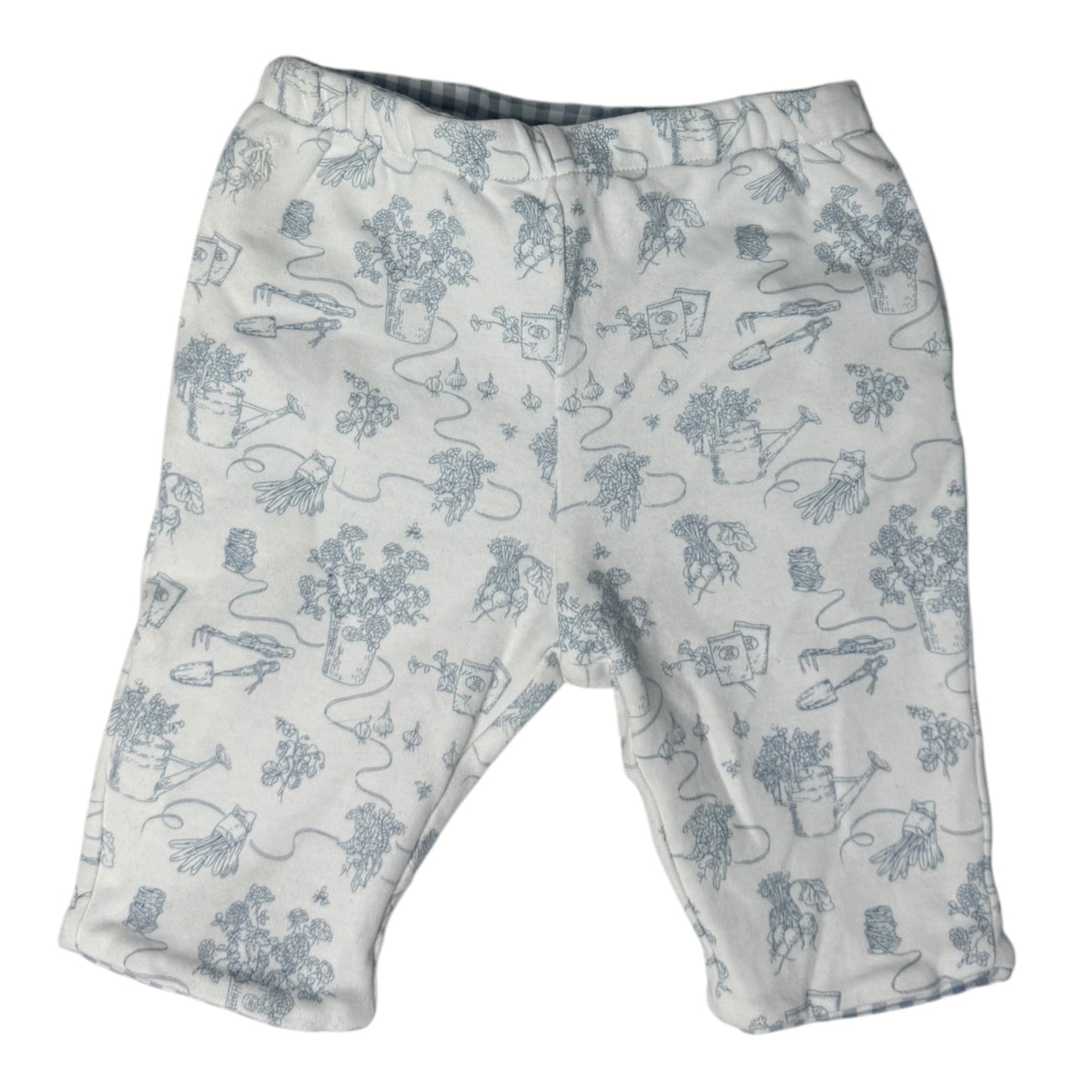 Warme Ralph Lauren Babyhose „Garten-Print“ | Blau-Weiß | Gr. 62 (3M)