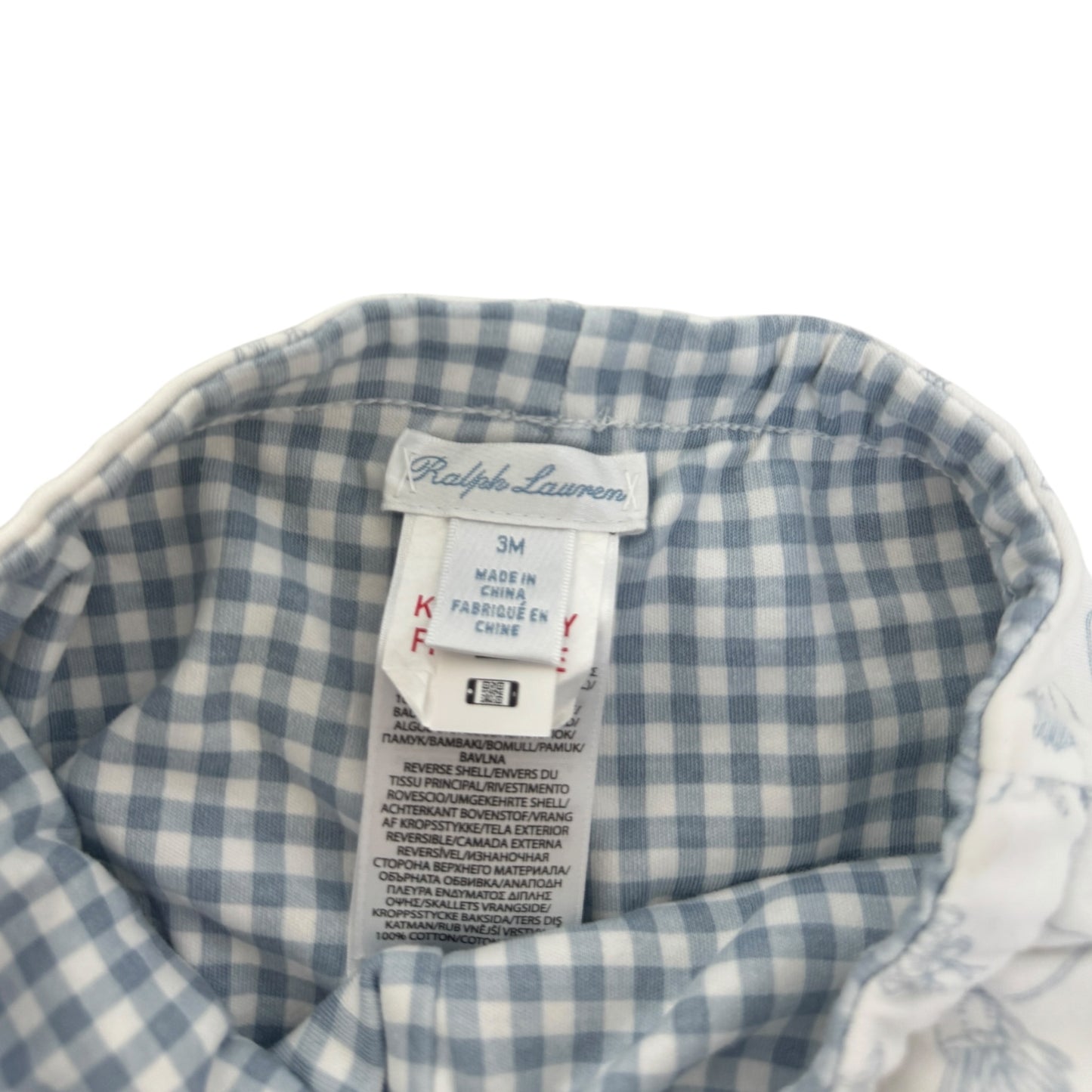 Warme Ralph Lauren Babyhose „Garten-Print“ | Blau-Weiß | Gr. 62 (3M)