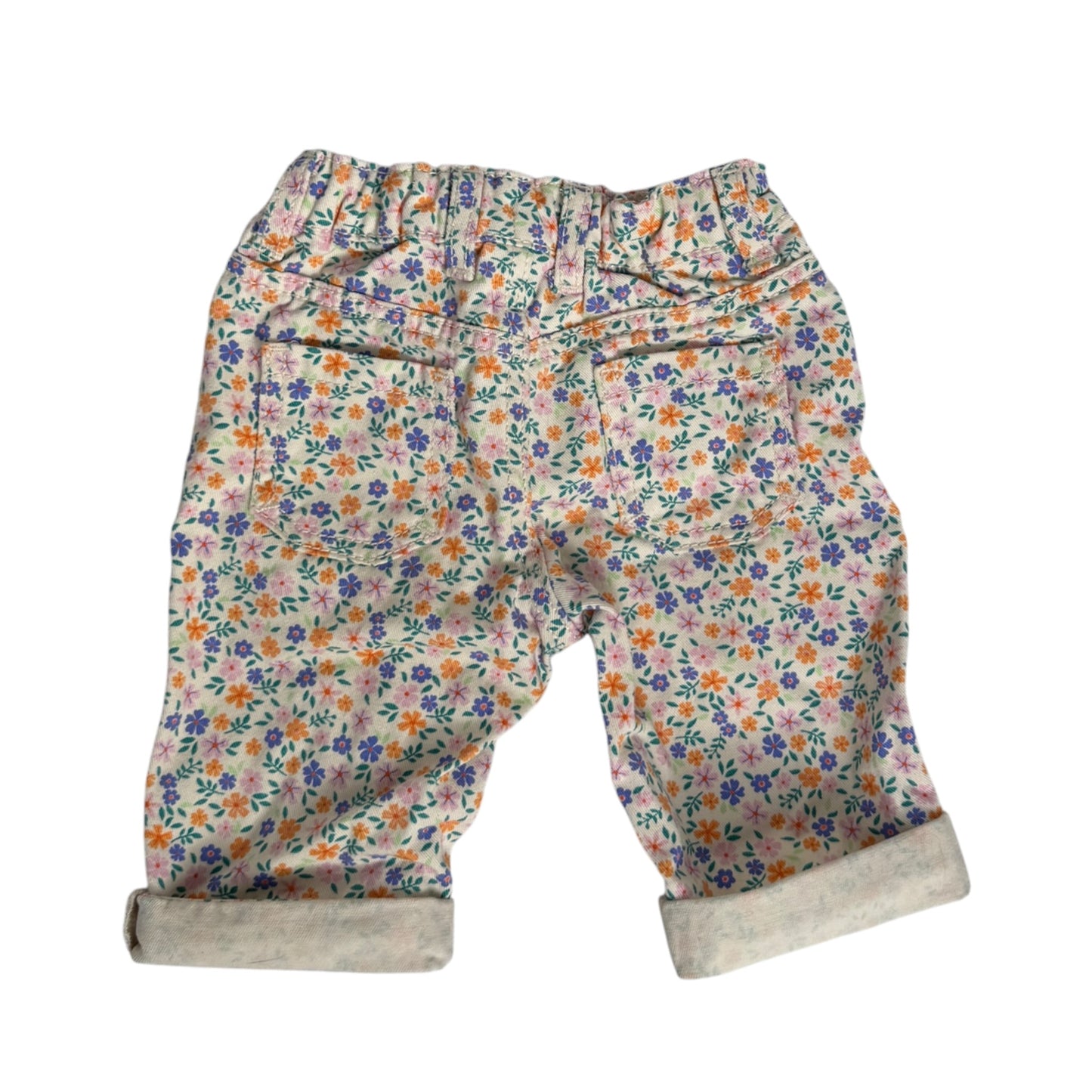 HEMA Jeans Sommerhose mit Blumenmuster | Weiß Bunt | Gr. 62