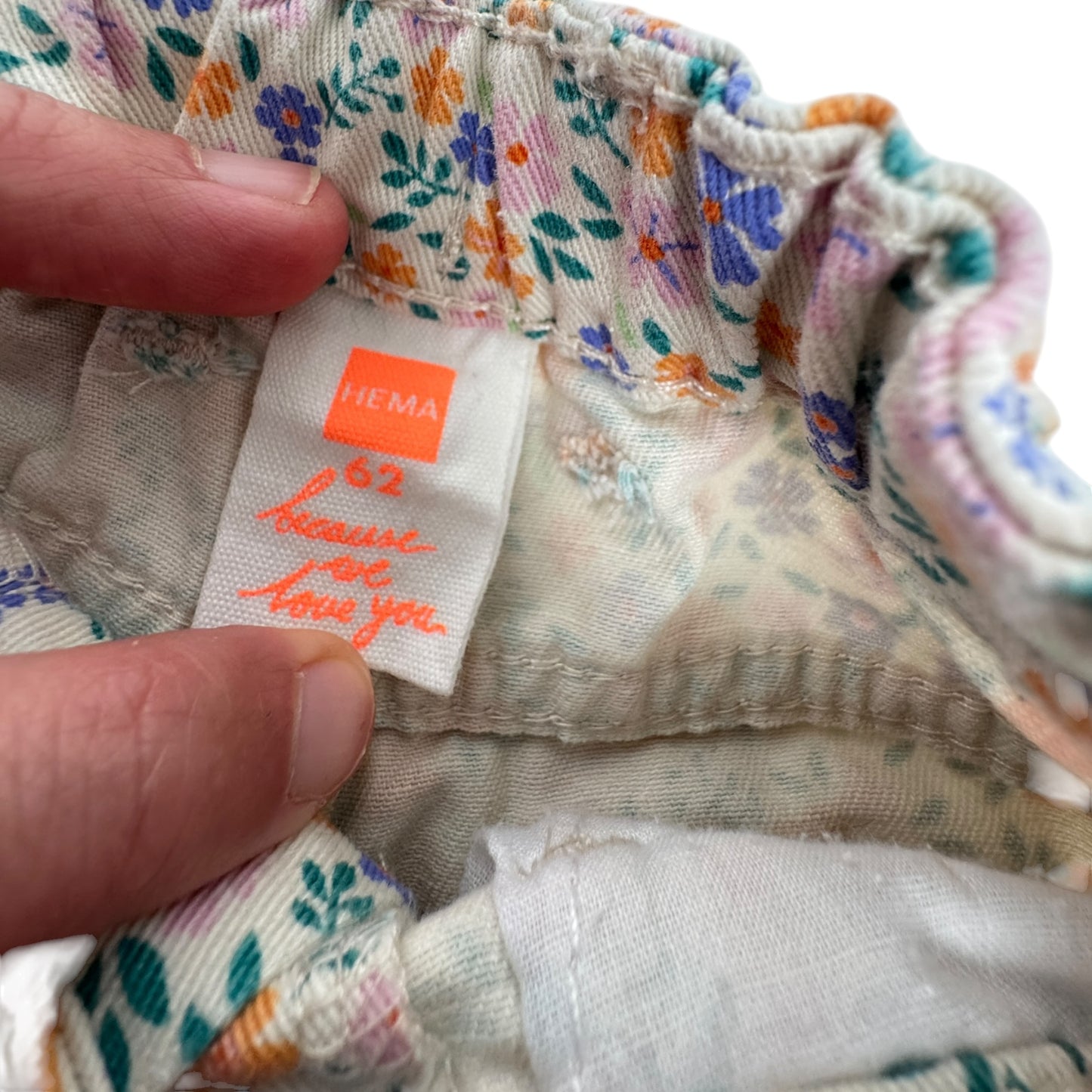 HEMA Jeans Sommerhose mit Blumenmuster | Weiß Bunt | Gr. 62