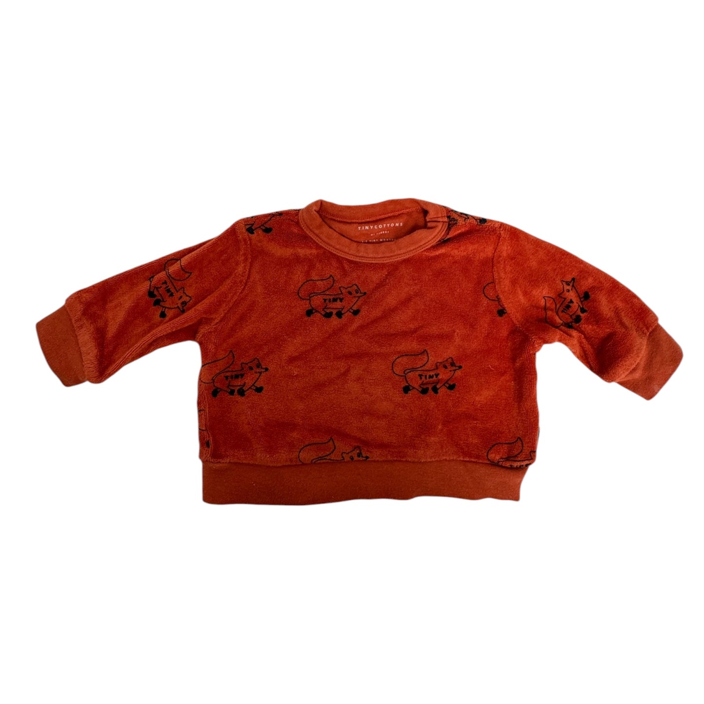 TINYCOTTONS Second Hand Sweatshirt mit Fuchs-Print | Rostrot | Gr. 68 (6M)