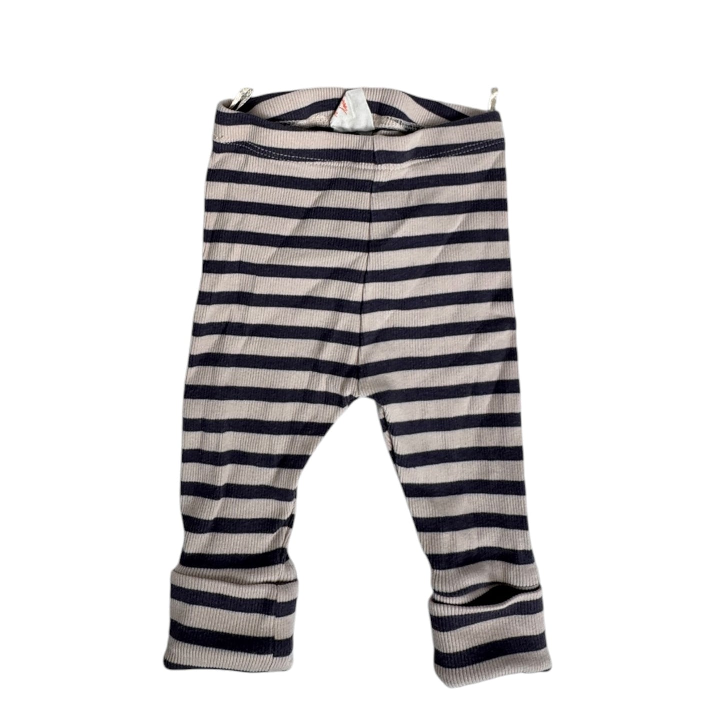 Hema Second Hand Ripp-Leggings gestreift | Beige-Blau | Gr. 62/68
