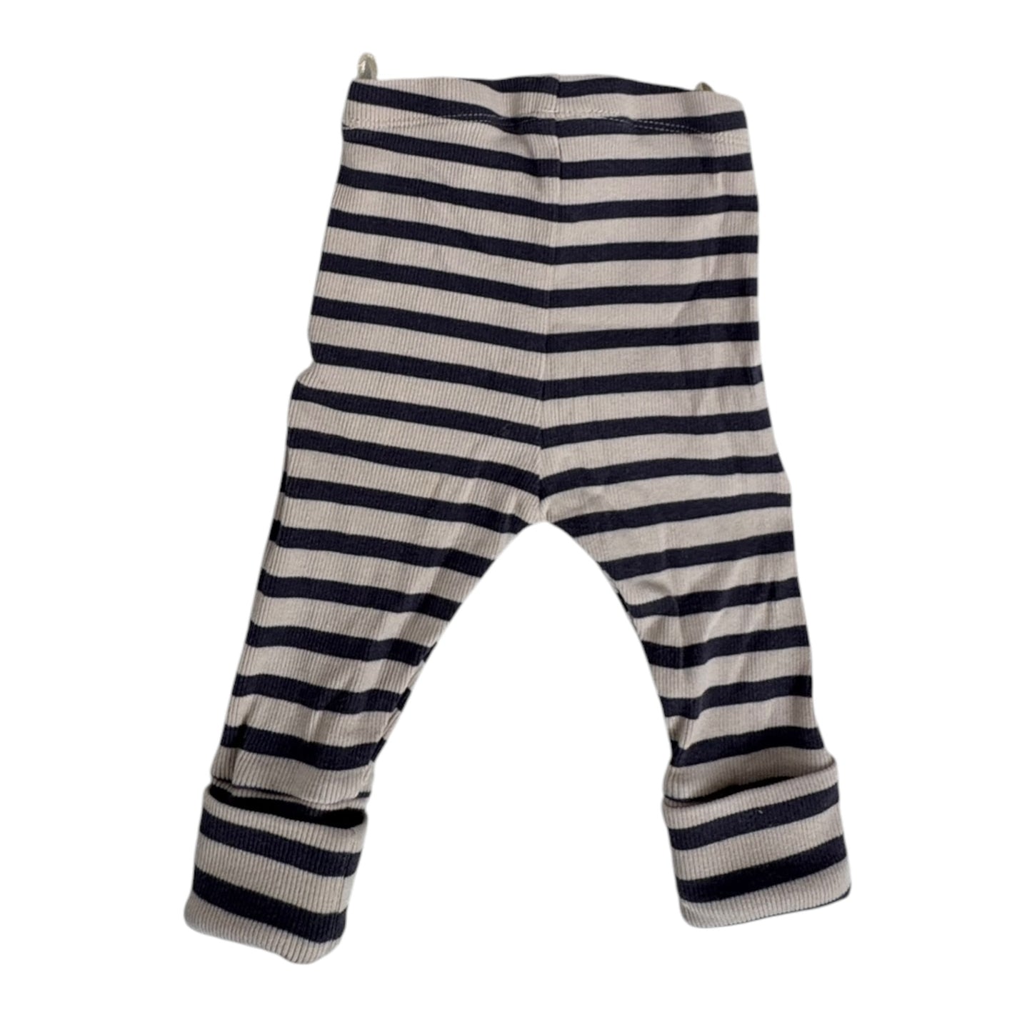 Hema Second Hand Ripp-Leggings gestreift | Beige-Blau | Gr. 62/68