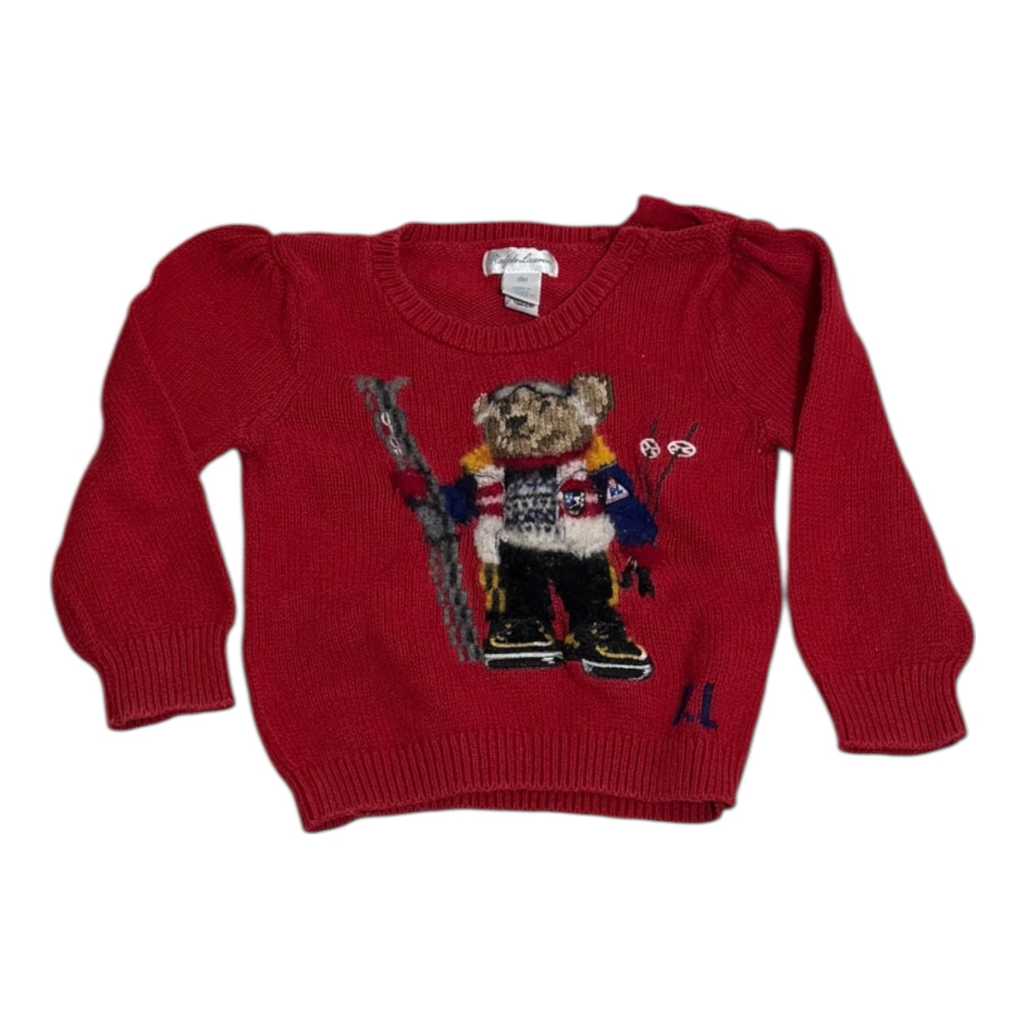Ralph Lauren Strickpullover „Ski Bear“ Rot | Gr. 86 (18M)