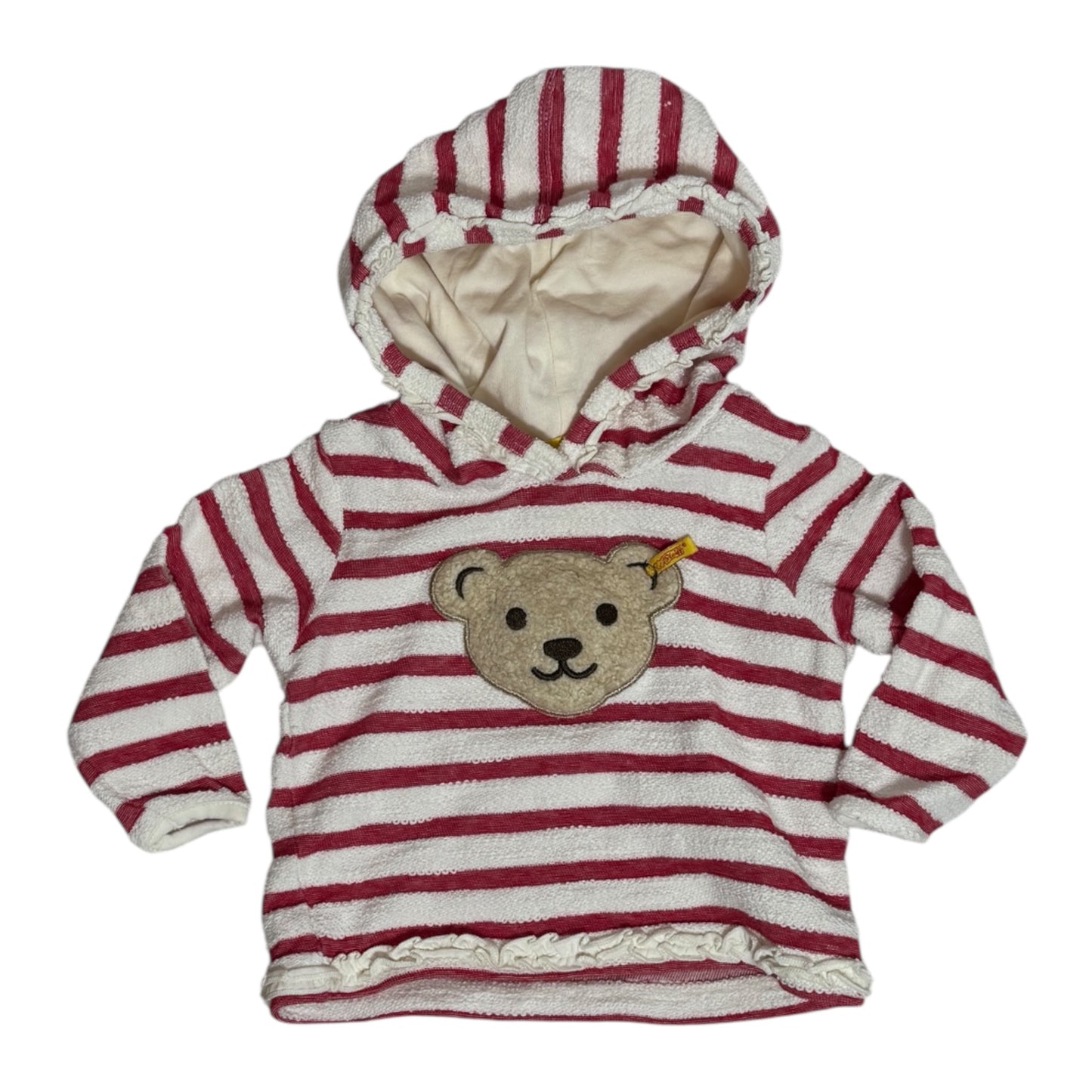 Steiff Frottee Hoodie rot-weiß gestreift | Gr. 62