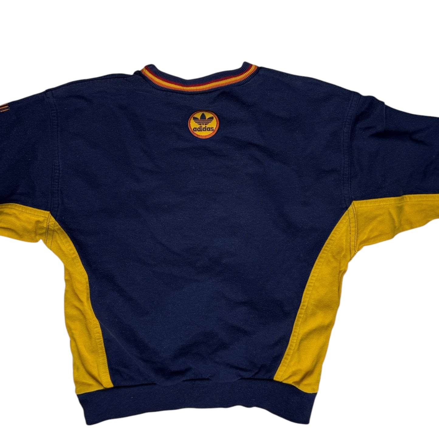 Vintage Adidas Sweatshirt mit Superstar Stickerei | Blau Gelb | Gr. 110