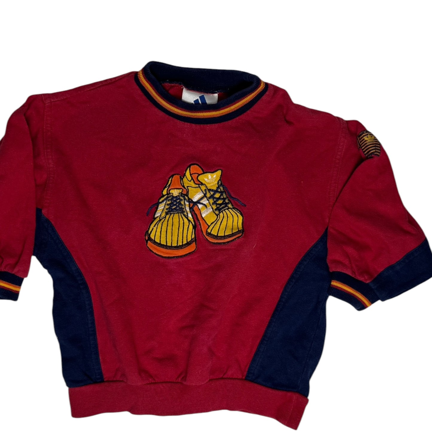 Vintage Adidas Sweatshirt mit Superstar Stickerei | Rot Blau | Gr. 104