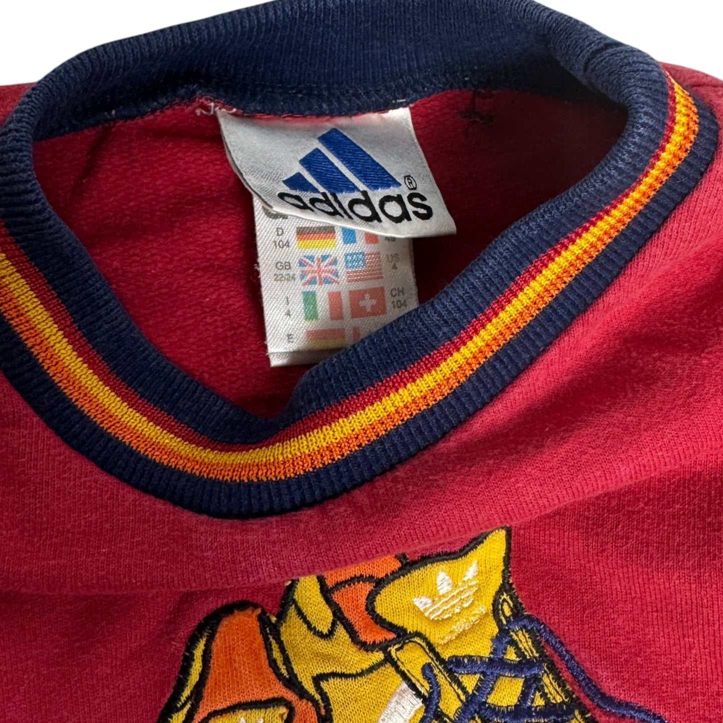 Vintage Adidas Sweatshirt mit Superstar Stickerei | Rot Blau | Gr. 104